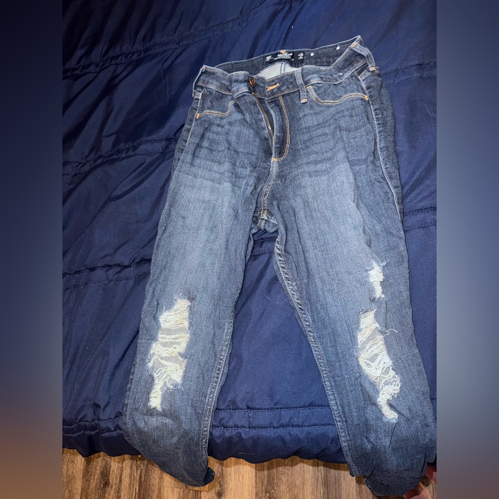 Hollister Blue High Rise Distressed Jeans